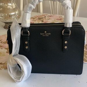 Kate spade black nwt satchel with strap for cross body.